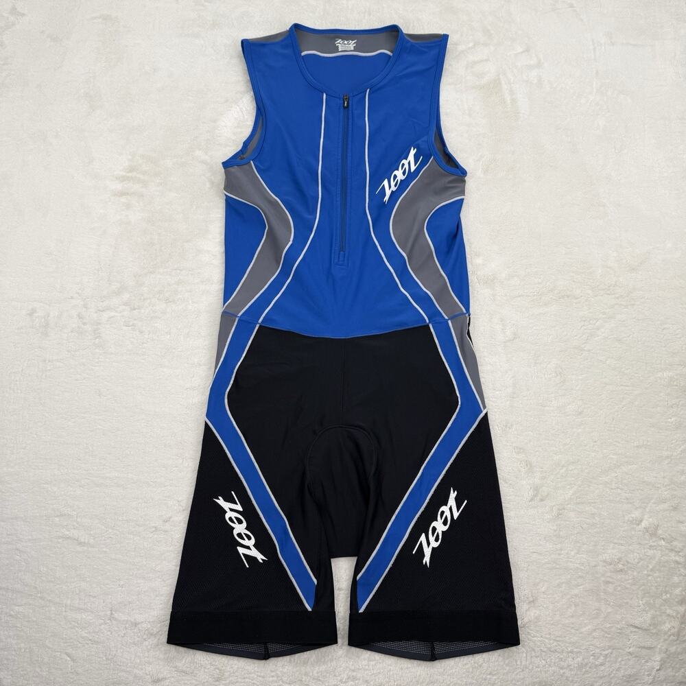 Zoot Mens Blue Skinsuit Cycling Tank Sleeveless Padded Nylon Size Large